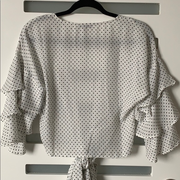 Fashion Nova “Kristina Polka Dot” Tiered Wrap Top - Picture 3 of 5